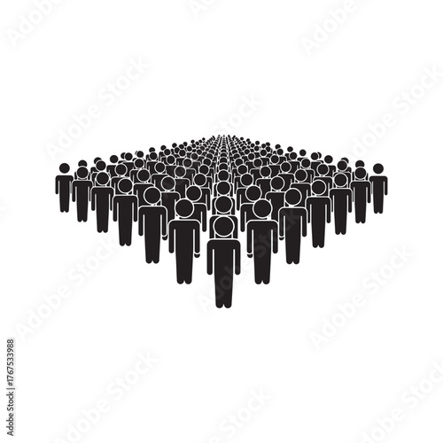Large Group of People Icons Forming a Crowd. Vector Symbol of Population, Society, and Community.
