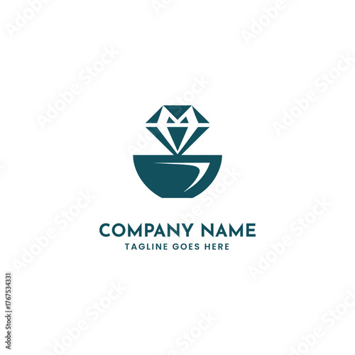 Abstract diamond jewel cup geometric logo vector graphic design scalable illustration