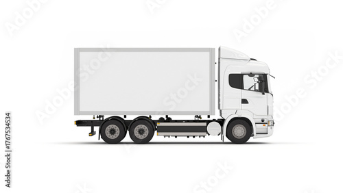Set of Blank White Delivery Truck and Semi-Trailer Truck Mockups. Isolated 3D Render Templates for Logistics and Branding