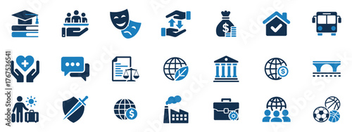 Diverse sector of society icons set for business and community concepts