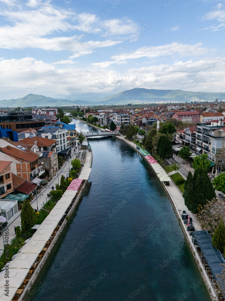 Fototapeta premium Struga Town aerial View in North Macedonia