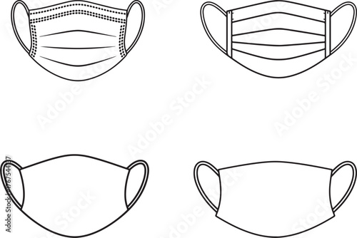 set of mask vector isolated on white background