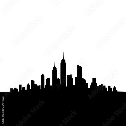 City Skyline Silhouette Featuring Tall Buildings at Sunrise