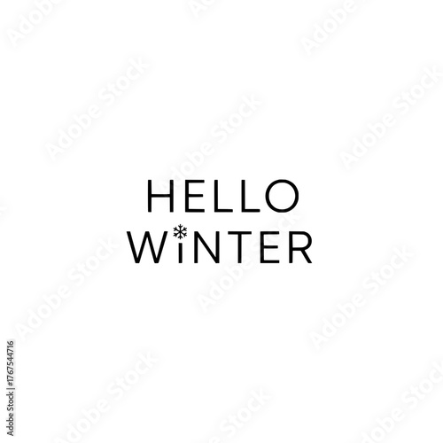 Hello Winter Message with Snowflake Icon