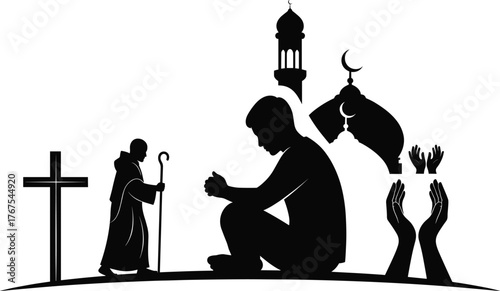 Faith and Worship Silhouettes – Religious Symbols, Prayer, and Spiritual Architecture Vector Set