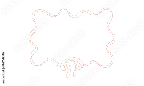 Vintage bows frame with laces for greeting cards, wedding and birthday party, picnic invitations in cute elegant coquette style. Hand drawn ribbons border on transparent background. vector illustratio