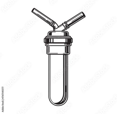 Illustration of a laboratory test tube with pipettes for medical and scientific research