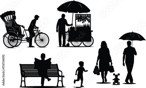 Urban Life Silhouettes – Daily Activity Vector Set for City and Lifestyle Themes