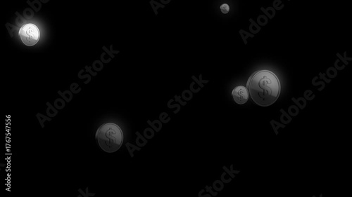 Falling Silver Dollar Coin Loop 4K Background – Metallic Currency Animation for Finance, Banking, and Business Motion Design