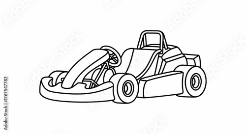 Go Kart Vehicle Only Vector Icon Black & White Outline