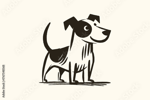 Jack Russell terrier cartoon black brush dog illustration vector