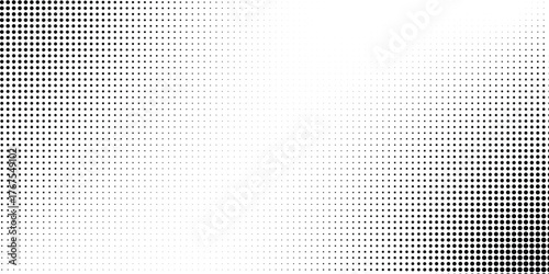 Grunge halftone gradient background. Faded grit noise texture. White and black sand wallpaper. Retro pixelated backdrop. Anime or manga style comic overlay. Vector graphic design textured template