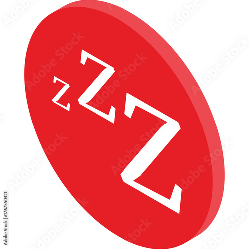Red Circle Icon With White Zzz Symbol Indicating Sleep Mode or Rest on a Transparent Background