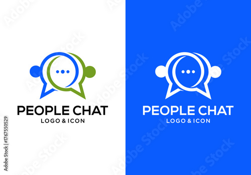 chat bubble person logo icon vector