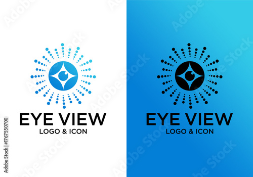 vector logo icon eye with abstract technology dots