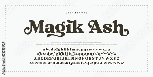 Elegant font, vintage type or luxury premium typeface, vector English royal alphabet. Classic typography in modern or old art deco style, serif letters for modern or retro poster font