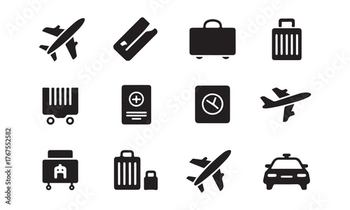 Airport and travel icon set for web and mobile