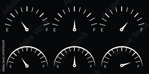 Car speedometer. Auto dashboard with gauge of speed, tachometer, odometer. Icons isolated on transparent background. Panel of meter of fuel, engine rpm and temperature. Sport car.  speedometer panels,