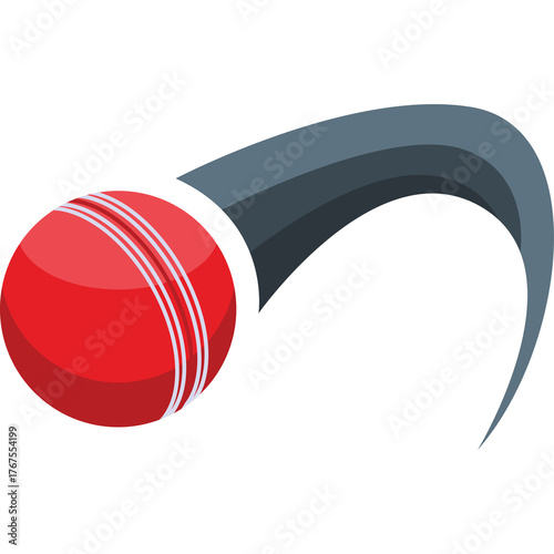 Red Cricket Ball In Motion With A Swoosh Effect On Transparent Background