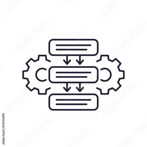 procedures icon, line design with gears