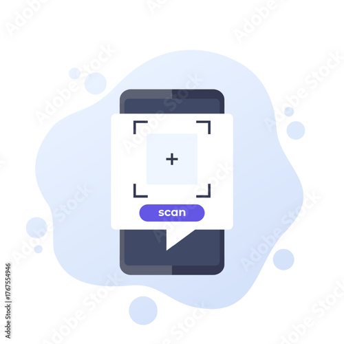 scan icon with a phone, scanner app vector