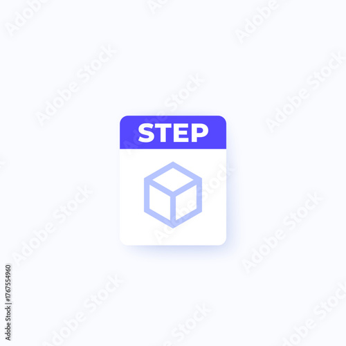 STEP file format icon, vector