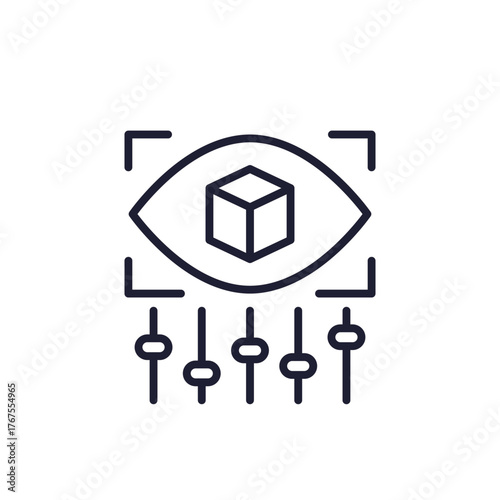 Simulation settings icon, AR technology line design