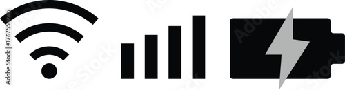 Battery, signal, wifi icons, simple design. Status bar icon phone signal wifi battery icon vector illustration on transparent background
