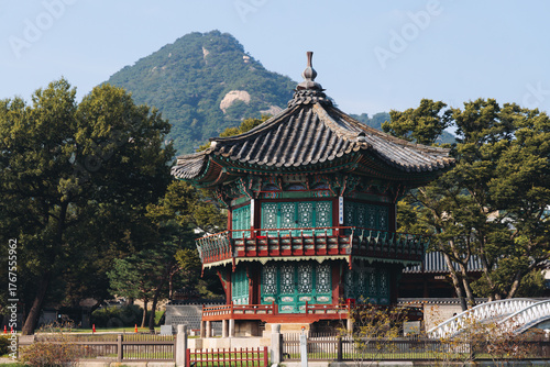 Photography Gyeongbokgung Palace, Seoul, Jongno District, South Korea, in a spring sunny day