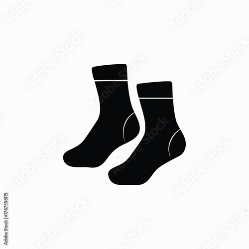socks icon front view silhoutte vector template.	
