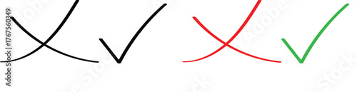Check tick mark icon set. Cross box x check mark. check box icon with right and wrong buttons and yes or no checkmark on transparent background
