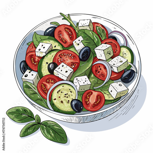 Create Bold Stroke Greek Salad With Feta Premium Digital Asset Ideal for Marketing