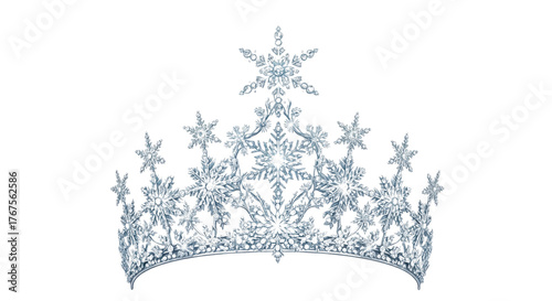 Elegant tiara crown with snowflakes isolated PNG with Transparent Background