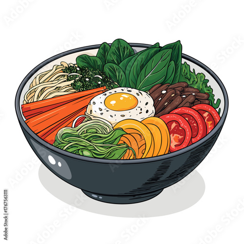 Create Bold Stroke Korean Bibimbap Rice Bow Professional Photo Ideal for Marketing