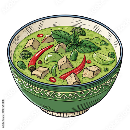 Vibrant Create Bold Stroke Thai Curry Bowl Professional Photo