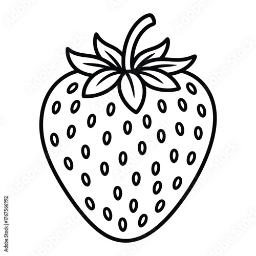 Simple outline drawing of a strawberry fruit with seeds