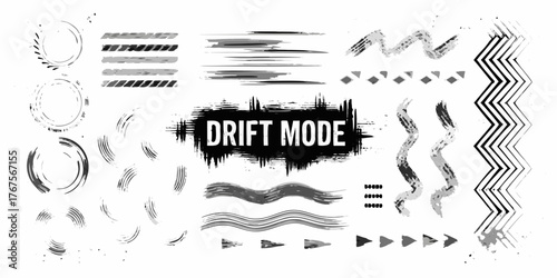 Collection of abstract grunge brush strokes and graphic elements for design projects