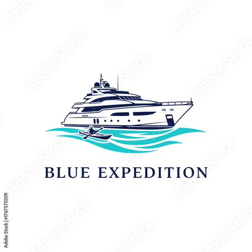 Luxury Yacht and Kayak Blue Expedition Logo