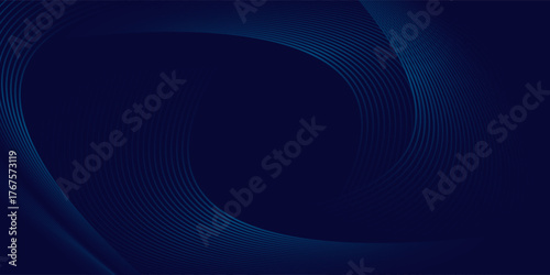 Abstract blue background with glowing curved lines. Shiny blue swirl curve lines design. Spiral lines. Geometric oval pattern. Futuristic technology concept. Vector illustration