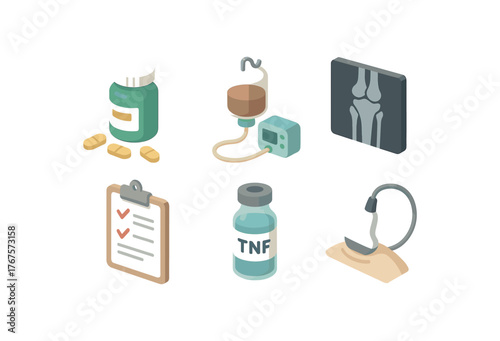 isometric icon items isolated on white background rheumatoid arthritis methotrexate folate rescue protocol rheumatoid arthritis biologic infusion pump rheumatoid arthritis ray joint erosion
