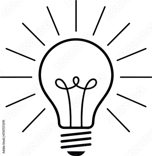 Bright light bulb vector illustration: an electric lamp icon symbolizing innovation, energy, and a creative business idea solution