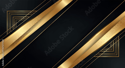 Elegant Black and Gold Abstract Background with Geometric Shapes