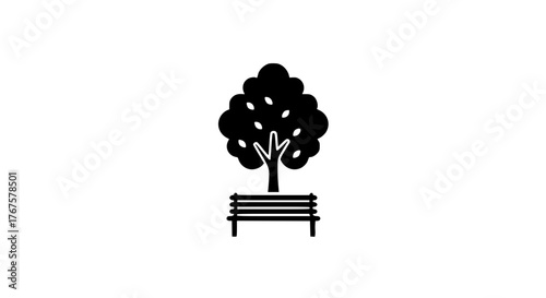 Rest place bench black white icon 