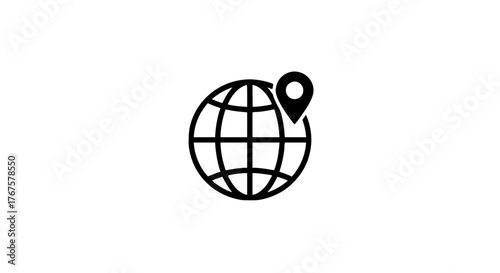 Orbit planet with mark black white icon 