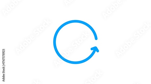 Rotating blue circular arrow animation symbolizing loading, refreshing, or progress. Ideal for user interface design, app motion graphics, web animations, and technology explainer videos.