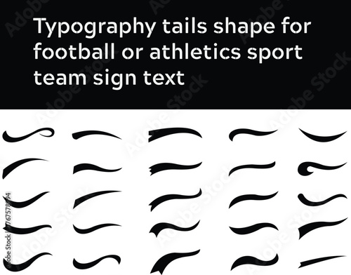 Typography tails shape for football or athletics sport team sign text