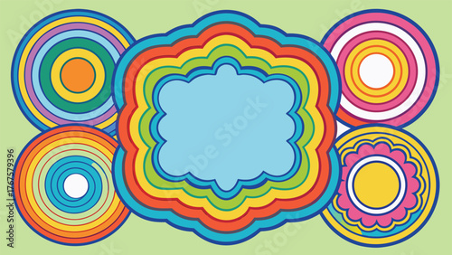 A set of bright, multicolored circles against a clean white background, creating a lively visual effect..eps