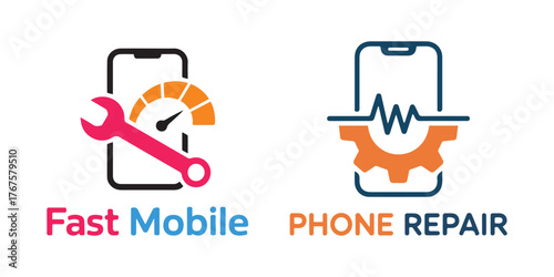 Professional Mobile Repair Logo Vector Design. Modern Smartphone Service, Phone Fix, and Gadget Maintenance Logo Set