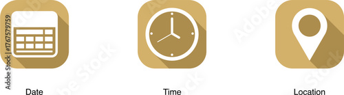 Date, Time, Location, Address symbol icon isolated on transparent background
