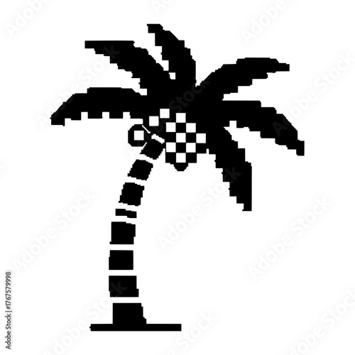 Pixelated Palm Tree Silhouette